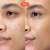 antes e depois com o corretivo em bastão ollie fps 30, cobrindo olheiras e imperfeições