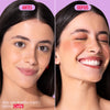 comparação antes e depois do bastão 3 em um na cor café da Ollie na modelo Ana